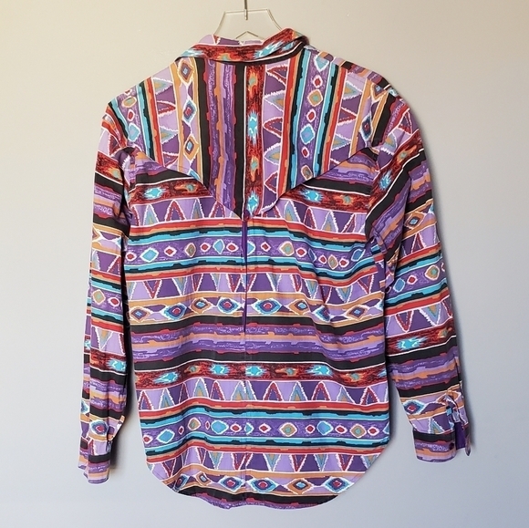 Vintage Western Aztec Print Button Down Shirt M - Picture 2 of 8